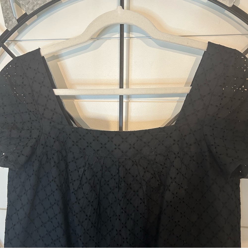 Vince Black Eyelet Shift Dress from Bergdorf Goodman